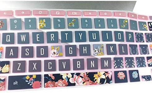 SANFORIN Silicon Keyboard Cover Skin for HP Chromebook 11 x360 11.6", Chromebook 11 G2/G3/G4/G5/G6 EE/G7 EE 11.6’’, HP Chromebook 14-ca 14-ak 14-X Series,HP Chromebook 14 G2 G3 G4,Red Flower