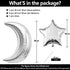 Silver Moon Star Shape Balloons Big Size Jumbo Mylar Foil Helium Balloons Celebrations for Baby Shower Bar Theme Valentines Engagement Wedding Decors Anniversary Birthday Decorations Party Supplies