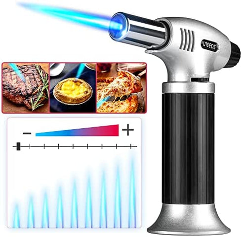 Gibot Butane Torch,Kitchen Torch Cooking Torch Creme Brulee Torch, Refillable Adjustable Flame Lighter with Safety Lock for DIY, Creme, Brulee, BBQ and Baking(Butane Gas Not Included)