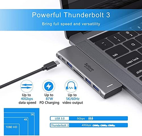 USB C Adapter for MacBook Pro/MacBook Air M1 2020 2019 2018 13" 15" 16", 6 in 1 USB-C Hub MacBook Pro Accessories with 3 USB 3.0 Ports,USB C to SD/TF Card Reader and 100W Thunderbolt 3 PD Port