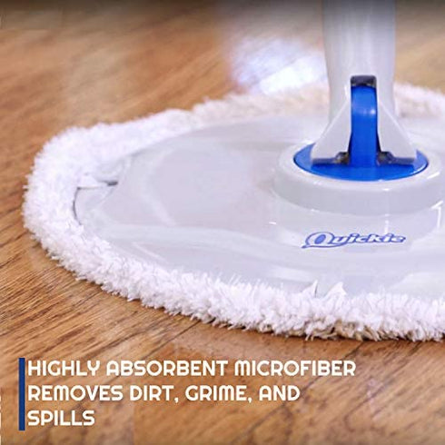 Quickie 2052239 Pad Refill for Compact Flat Spin Mop & Wringing Bucket Floor Cleaning System, Microfiber Mop Head Only, 1-Pack, White