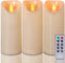 Homemory 3"x 7" Outdoor Waterproof Flameless Candles with Timers and Remote Control, Battery Operated Candles, LED Plastic Candles, Ivory, Set of 3