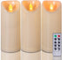 Homemory 3"x 7" Outdoor Waterproof Flameless Candles with Timers and Remote Control, Battery Operated Candles, LED Plastic Candles, Ivory, Set of 3