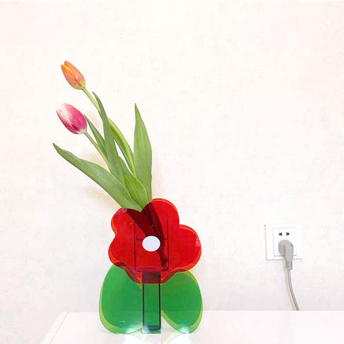 Flushbay Acrylic Flower Vase Ins Style Floral Arrangement Vases Red Flower Floral Vases and Containers for Wedding Centerpieces, Home Decorations, Office Ornaments (Red)