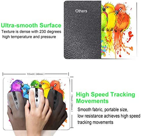 SHALYSONG Mouse pad Small Computer Mouse pad, Watercolor Parrot Mouse pad, Non-Slip Rubber Mouse pad with Personalized Animal Custom Design