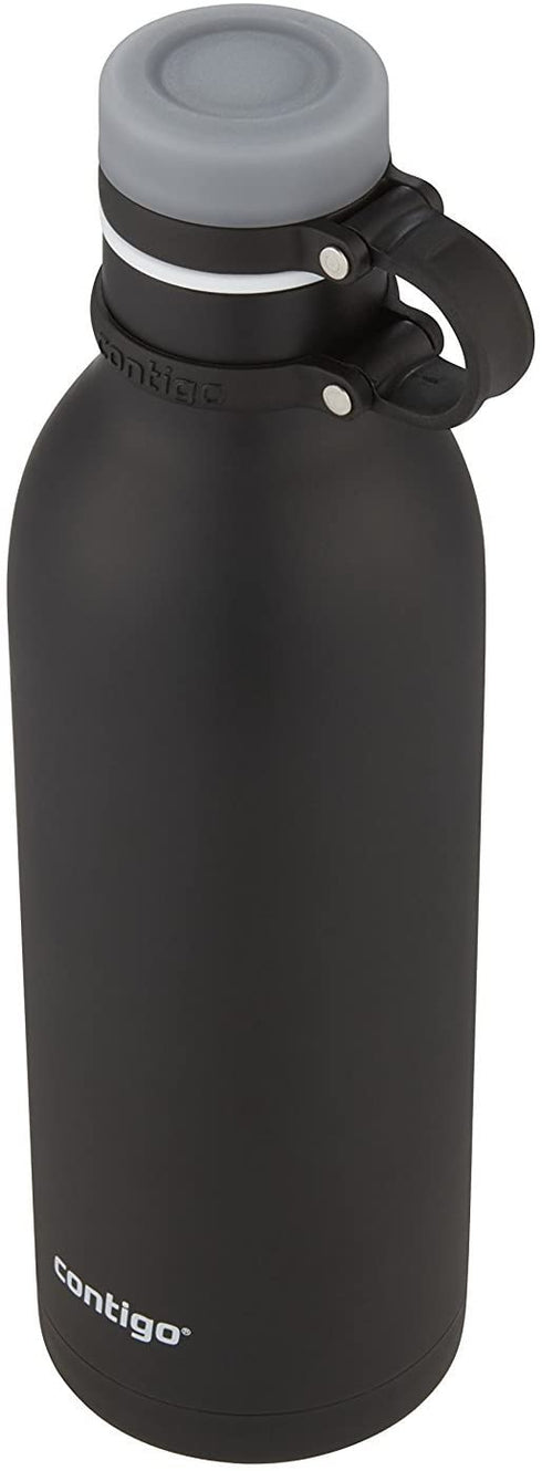 Contigo 74178 Matterhorn Water Bottle, 32 oz, Stainless Steel, Matte Black, 32oz
