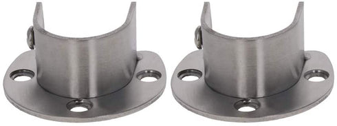 MroMax Stainless Steel Closet Rod End Supports, Wardrobe Pole Sockets Flange Rod Holder w Screws, 0.98" Diameter,2pcs