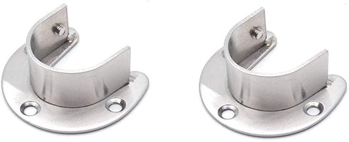 MroMax Stainless Steel Closet Rod End Supports, Wardrobe Pole Sockets Flange Rod Holder w Screws, 0.98" Diameter,2pcs