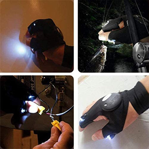 COMSHOW LED Flashlight Gloves, Stocking Stuffers for Men, Men Gifts for Dad Boyfriend, LED Light Gloves for Men, Women, Mechanics, Electrician, Hands Free Gadgets for Fishing, Camping, Car Repair (B)