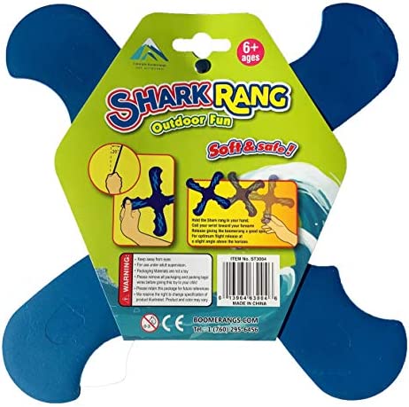 Shark Rang Boomerang - Great Beginner Boomerang for Kids or Adults. Soft and Safe.