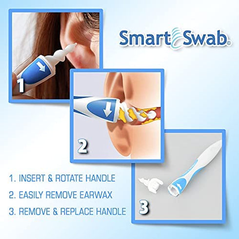Smart Swab Spiral Ear Cleaner Ear Wax Removal Kit with 16 Tips Replaceable Soft Silicone Tips, Smart Flexible Ear Cleaning Kit & Reusable Ear Cleaning Tool Safe for Adults and Kids