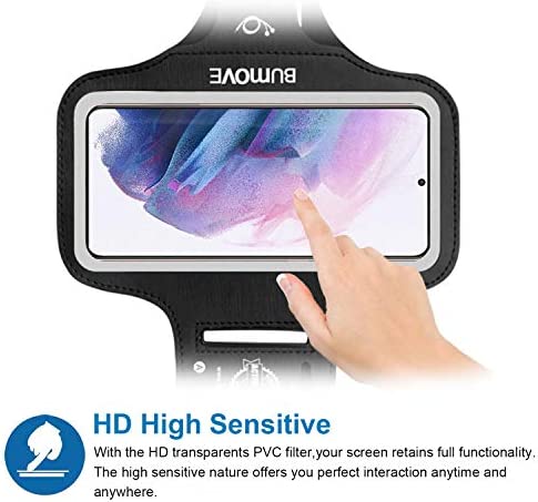 Galaxy S22+, S21 FE, S20 FE Armband, BUMOVE Gym Running Workouts Sports Cell Phone Arm Band for Samsung Galaxy S20 Plus/S21 Plus/S22 Plus, S20 FE/S21 FE 5G with Key Holder (Black)