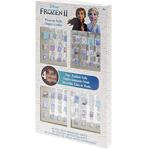 Disney Frozen 2 - Townley Girl 48 Pcs Press-On Nails Artificial False Nails Set for girls, kids with Pre-Glue Full Cover Acrylic Nail Tip Kit, Ages 6+ for Parties, Sleepovers and Makeovers