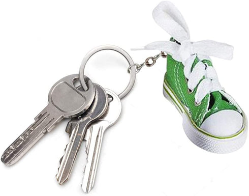 ArtCreativity Mini Canvas Sneaker Keychains for Kids and Adults - Set of 12 - 3 Inch Tennis Shoe Key Chains - Cool Birthday Party Favors, Goody Bag Fillers, Prize for Boys and Girls, Fundraising Item