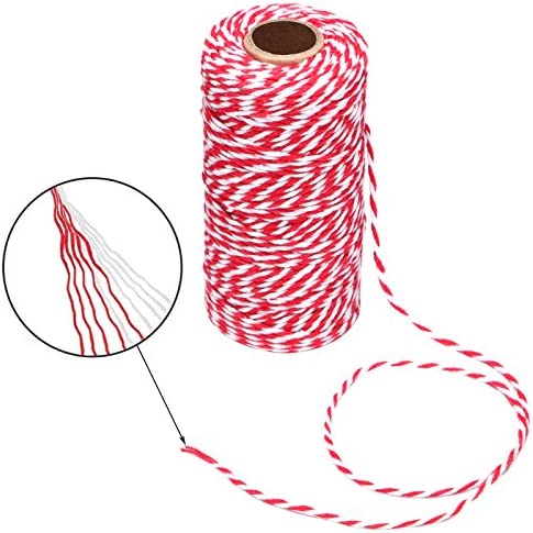 Christmas Bakers Candy Rope Ribbon Twine 2 mm Cotton Rope Cord String for Gift Wrapping Arts Crafts 656 Feet,2 Pieces
