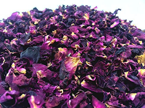 Red Rose Petals - Pure, All Natural & Edible Rose Petals - Dried Flower Petals for Herbal Tea, Decoration, Rose Sprinkles, Topping on Cupcakes, Desserts - Net Weight: 0.35oz/10g