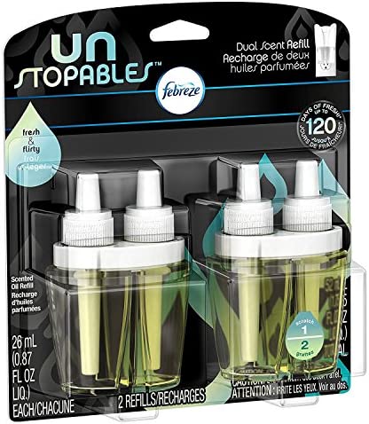 Febreze Unstopables Odor-Fighting PLUG Air Freshener, Fresh, (2) .87 fl. oz. Oil Refill