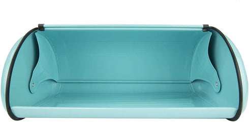 Home Basics Stainless Steel Bread Box with Roll Up Top Lid for Kitchen Counter Food Storage, Bread Bin Box Keeper Holder Also use Baked Goods, Loaf, Cookies & Buns (Turquoise)