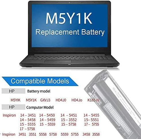 14.8V 40Wh M5Y1K Laptop Battery for Dell Inspiron 15 3000 5000 Series Fit with Dell 3551 3552 5558 5758 Notebook