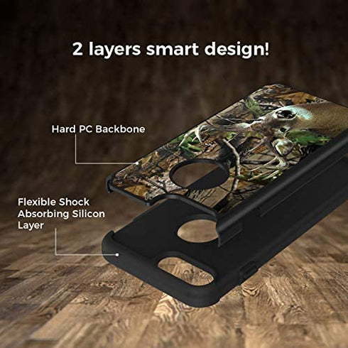 for iPhone 7 Plus Case, iPhone 8 Plus Case,Spsun Dual Layer Hybrid Hard Protector Cover Anti-Drop TPU Bumper for Apple iPhone 7 Plus (2016)/iPhone 8 Plus (2017),Deer Hunting Camo