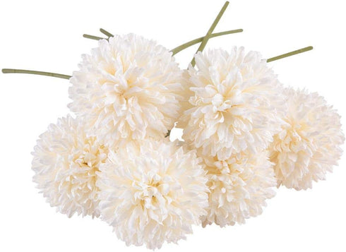MAGT Artificial Silk Flower, 6Pcs Beautifully Artificial Dandelion Balls for Home Wedding Decor(White)