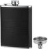 YFS Whiskey Flask With American Flag for Liquor and Funnel, 8 Oz Leak Proof Stainless Steel Pocket Hip Flask with Soft Touch Leather Cover, Black Flask for Men