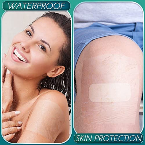 50 Pieces Transparent Stretch Adhesive Bandage Large Waterproof Bandage Transparent Film Adhesive Bandages (4 x 4 Inch)