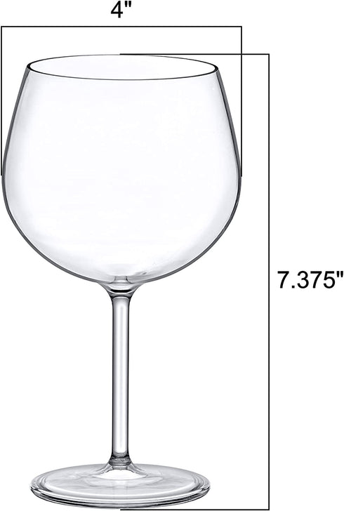 Amazing Abby - Ruby - 16-Ounce Unbreakable Tritan Wine Glasses (Set of 6), Plastic Red Wine Glasses, Reusable, BPA-Free, Dishwasher-Safe, Perfect for Poolside, Outdoors, Camping, and More