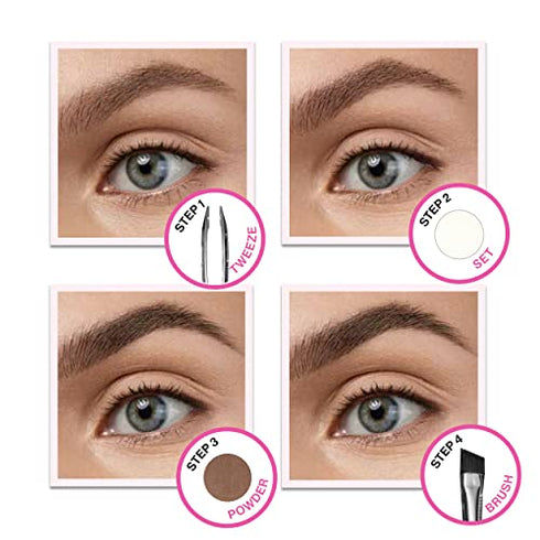 Wet N Wild Ultimate Eyebrow Makeup Kit, Eyebrow Powder Dark Brown, Brow Hair Removal Tweezers, Wax, Brush