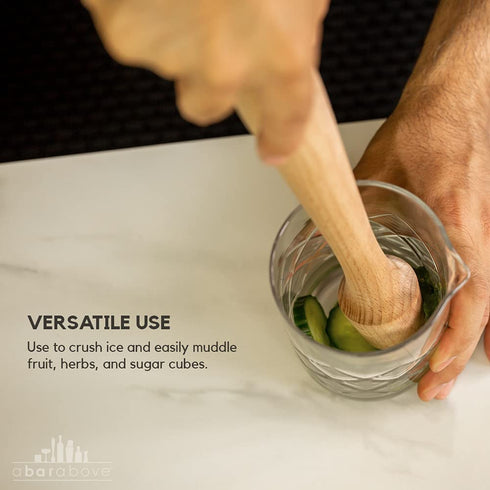 Wooden Cocktail Muddler - 12 Inch Long Muddler - Bartender Gear for Home or Professional Bars - Perfect for Crushing Fruit, Pressing Mint and Sugar Cubes - Mint Muddler for Mojitos