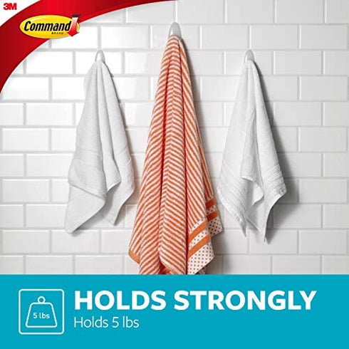 Command Bath Large Towel Hook, Clear, 1-Hook, 5-lb. Capacity, Organize Damage-Free