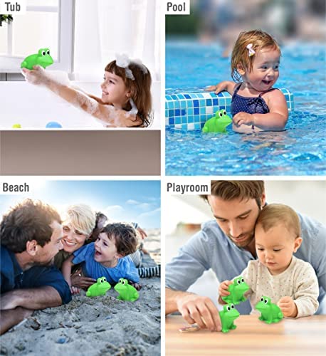 DolliBu Frog Bath Buddy Squirter - Floating Green Frog Rubber Bath Toy, Fun Water Squirting Bathtime Play For Toddlers, Cute & Soft Animal Toy For The Bathtub, Beach & Pool for Girls & Boys - 3 Inch