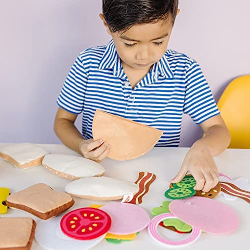 Melissa & Doug Felt Food Sandwich Play Food Set (33 pcs) - Felt Sandwich Play Set For Kids Kitchen, Pretend Play Sandwich, Felt Sandwich Toy For Toddlers Kids Ages 2+