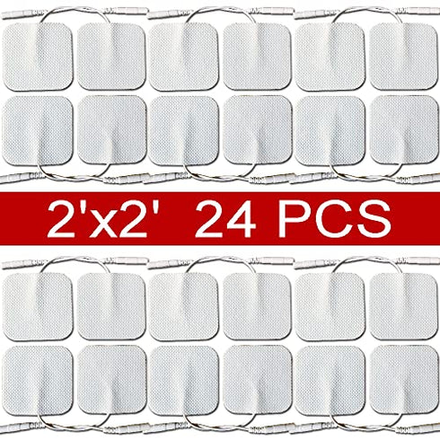 OUDYSCARE TENS Unit Replacement Pads - Compatible with AUVON TENS 7000 EMS Machine - 24Pcs 2"x2" Self-Adhesive Reusable Electrodes Pads for Lower Back , Arm , Leg and Pain Relief