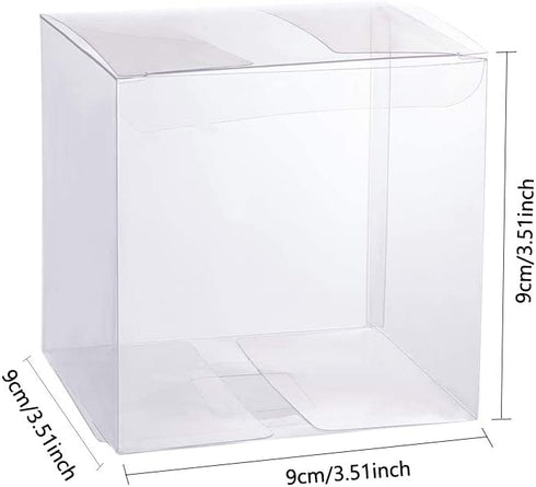 BENECREAT 30 Pack 3.5x3.5x3.5 Inches Clear Plastic Party Favor Box for Valentine's Day Choclates and Wedding Party Candy Cookies Favors