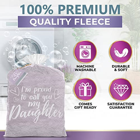 Daughter Gift Throw Blanket 60" x 50" Pure Fleece Throw Blankets Versatile Outside Light Throw Blankets to My Daughter Fleece Blanket Inspirational Message