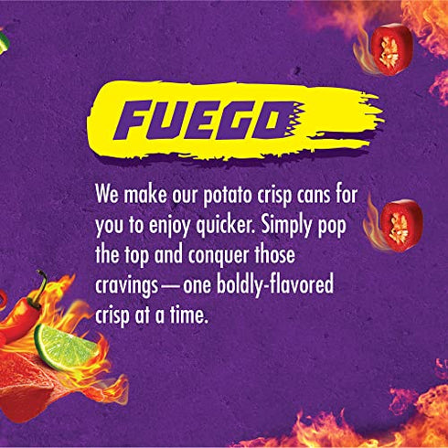 Takis Crisps Fuego Potato Crisps, Hot Chili Pepper and Lime Artificially Flavored, 5.5 Ounce Canister