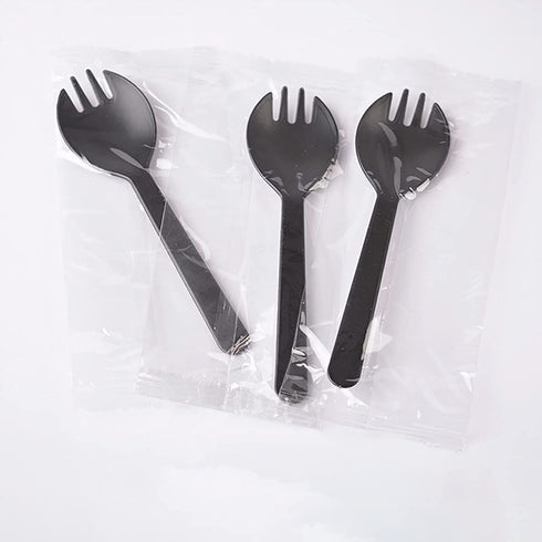 50Pcs 12oz Clear Plastic Cups with Dome Lids No Hole and 50Pcs Sporks, Disposable Dessert Party Cups for Ice Cream Cake Cold Drinks