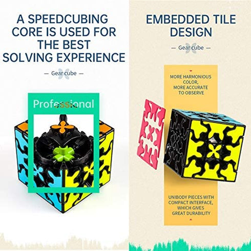 Gear Cube 3x3 with Three-Dimensional Gear Structure, Embedded Tile Design Magic Cube 3x3x3 Puzzles Toys (57mm), Suitable for Brain Development Puzzle Games for Children and Adults