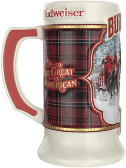 2021 Budweiser Plaid Holiday Christmas Stein