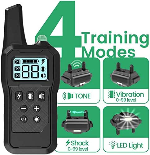 FunniPets Dog Training Collar, Dog Shock Collar with LED Light 2600ft Remote Range Waterproof Shock Collar for Small Medium and Large Dogs with 4 Training Modes (Only 1 Receiver Included)
