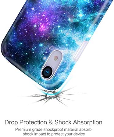 CutebriCase Apple iPhone XR Phone Case, Soft TPU Shockproof Fallproof Silicone Protective Cover Shell (Blue Purple Space Galaxy Nebula Design)