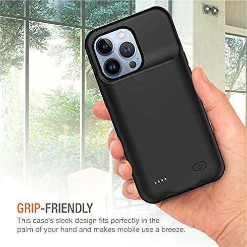 Battery Case for iPhone 13 Pro Max, 8500mAh Slim Portable Rechargeable Battery Pack Charging Case Compatible with iPhone 13 Pro Max (6.7 inch) Extended Battery Charger Case (Black)