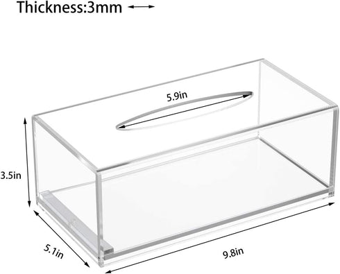 FEMELI Acrylic Tissue Box,Clear Facial Tissue Holder Case Dispenser Napkin Organizer for Bathroom Kitchen Bedroom Office
