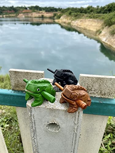 Guiros Percussion Instruments Wooden Frog 3 Pieces Set of 2.5-2.75 Inch Small Wood Carving Black Frog Musical Instrument, wooden frog musical instrument.