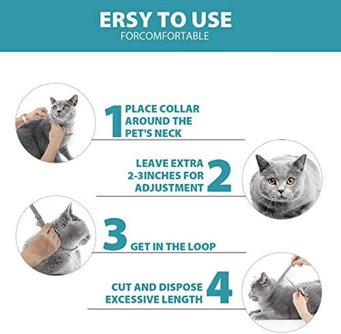 Flea and Tick Collar for Cats,8 Month Flea and Tick Treatment and Prevention for All Sizs Cats,Adjustable and Waterproof,100% Natural Ingredients,Include Tick Removal Tools,2 Pack