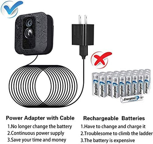 Power Adapter for Blink XT / XT2 & All-New Blink Outdoor Indoor Camera, with 25 ft/7.5 m Weatherproof Cable Continuously Charging Blink Camera, No More Battery Changes - Black
