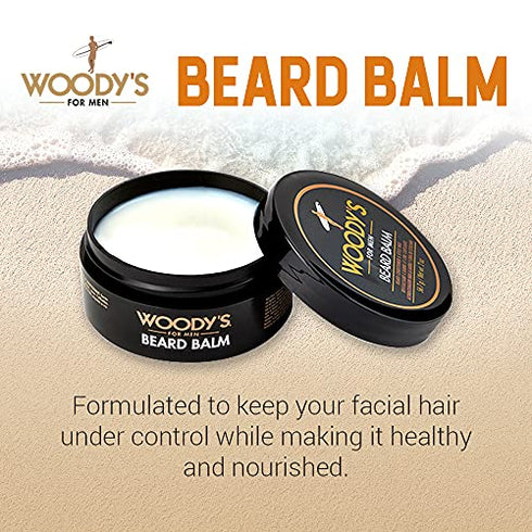 Woody's 2-in-1 Beard Balm for Men, Beard Conditioner and Style Wax, with Blend of Coconut Oil, Panthenol, and Natural Beeswax 2-Ounce, 1-pack