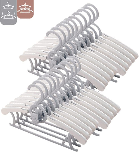 JSF Adjustable Children Coat Hangers for Baby Girl Boy, 20pcs Toddler Kids Child Nursery Closet Hangers, Non-Slip and Extendable Laundry Infant Hangers for Newborn Clothes (Grey Bear Hangers)
