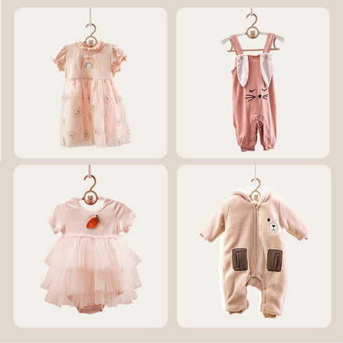 JSF Adjustable Children Coat Hangers for Baby Girl Boy, 20pcs Toddler Kids Child Nursery Closet Hangers, Non-Slip and Extendable Laundry Infant Hangers for Newborn Clothes (Grey Bear Hangers)